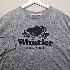 Roots Canada Shirt Men's XXL Gray Whistler Beaver Cotton Long Sleeve T-Shirt 2XL